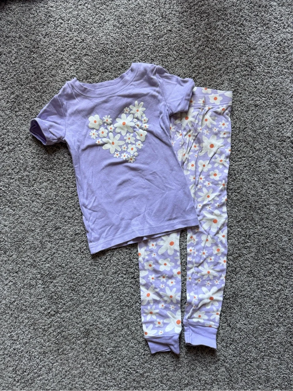 Old Navy Lilac Daisy Heart Pajama Set - Purple, White, Orange